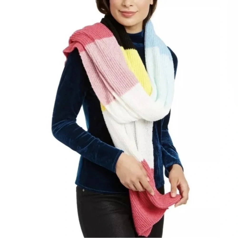 Twisted Rib Multi Color Block Muffler Scarf - Picture 1 of 5